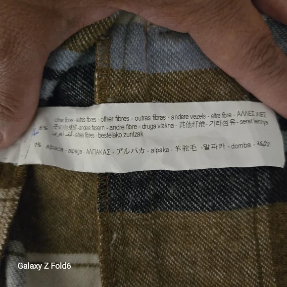 Zara Italian Fabric Wool Blend‎ Plaid Shacket Brown Blue — Men’s Medium Layering - Picture 6 of 8